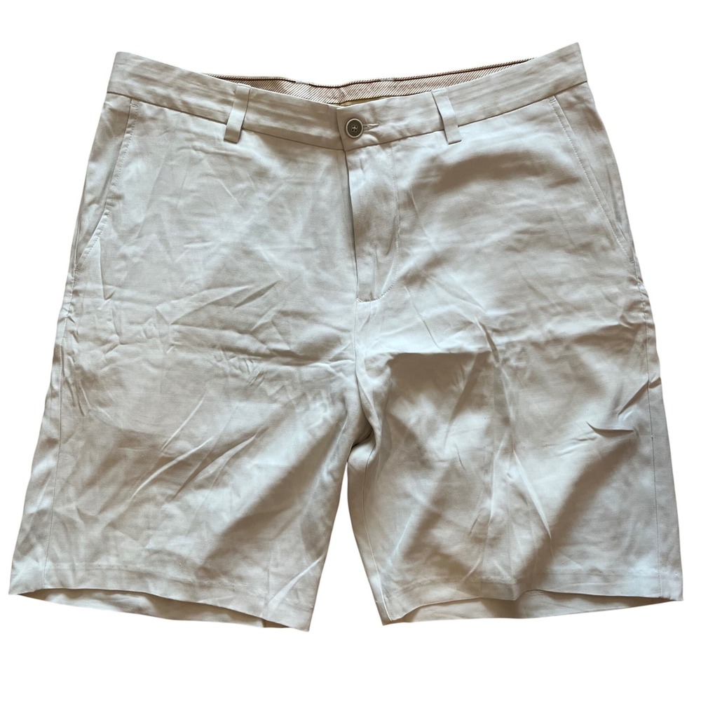 Tommy Bahama Mens 36 Shorts Off White Beige 100% Silk Flat Front Casual Luxury